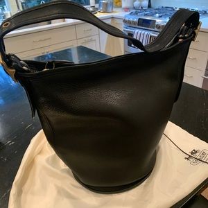 Large Coach Black Leather Bag